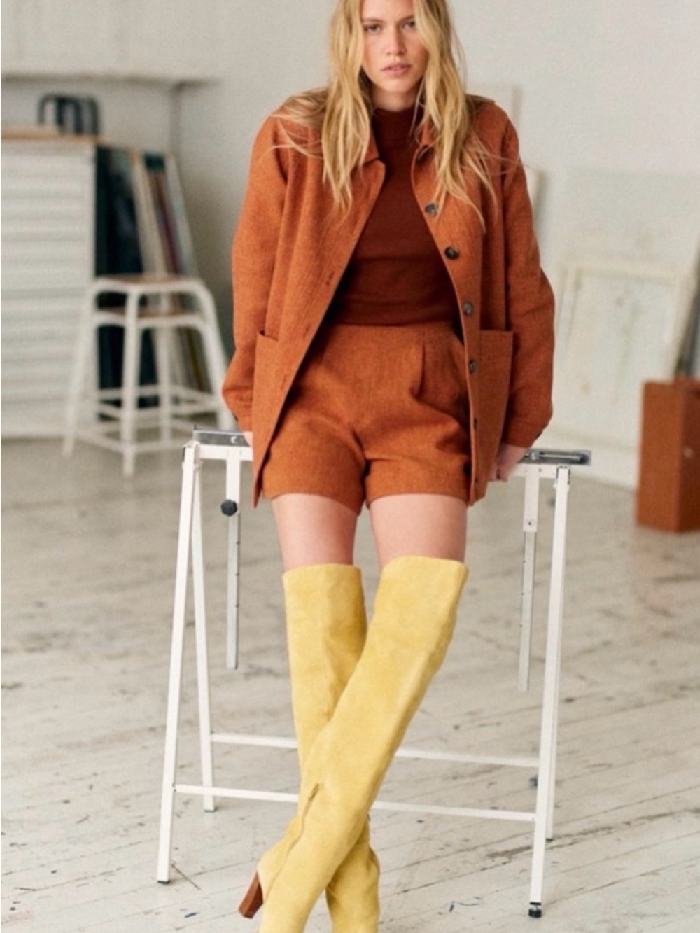 Sézane Will Oversized Wool Jacket in Tomette Orange size XXL - Picture 2 of 7